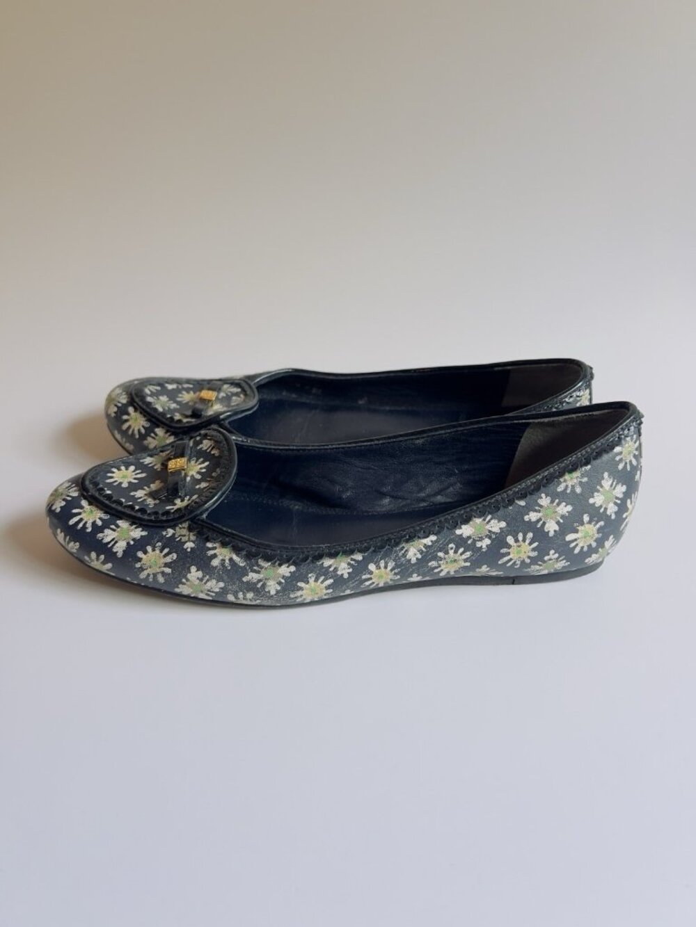 Tory Burch Reva Floral Print Ballet Flats Daisy Leather Size 8 M Rare - Picture 7 of 11